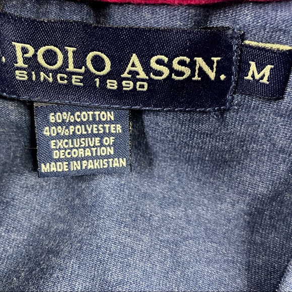 US Polo Assn Sweater Men's medium Blue Long Sleeve 1/4 Zip Pull Over - Picture 8 of 10